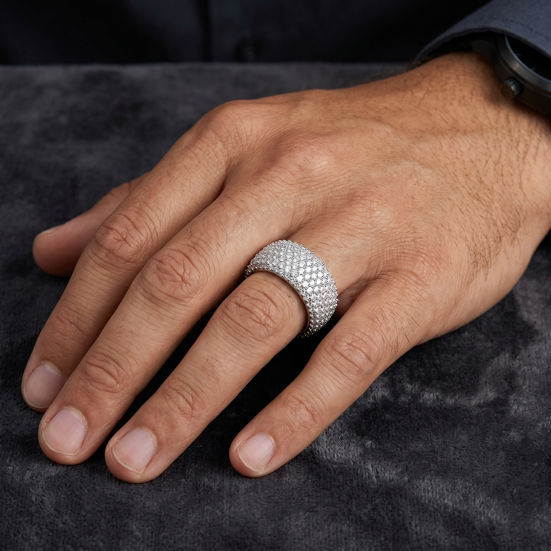 Lab Grown Men's Round Diamond Eternity Ring 10mm Width (6.00 Ctw)
