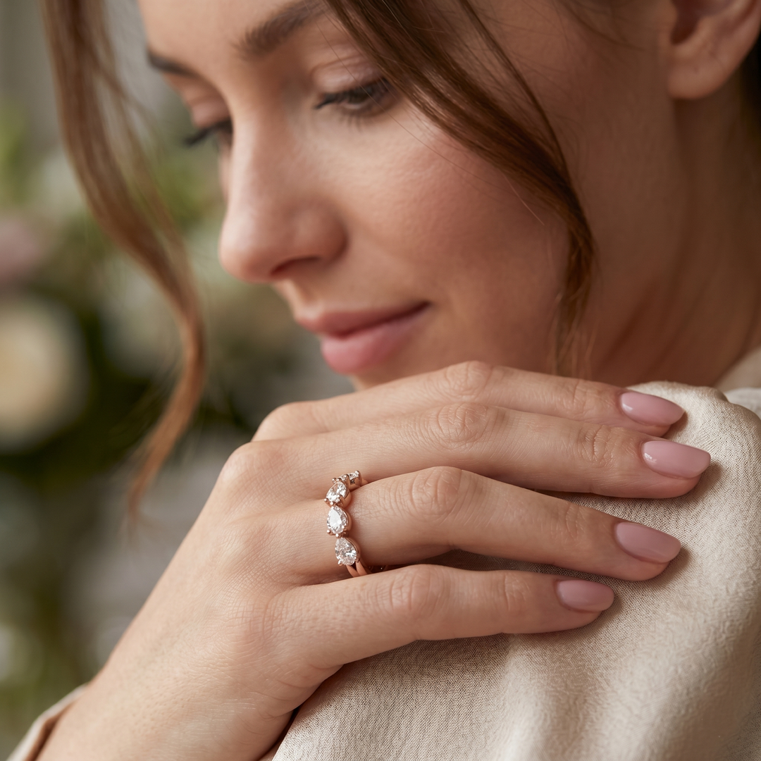 Lab Grown Pear Cut Half Eternity Band