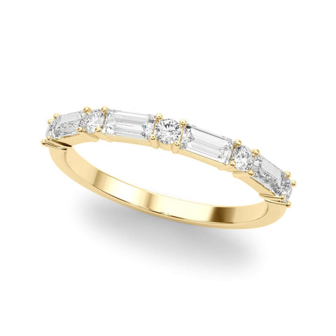 0.60 Ctw Baguette & Round Cut Half Eternity Diamond Ring