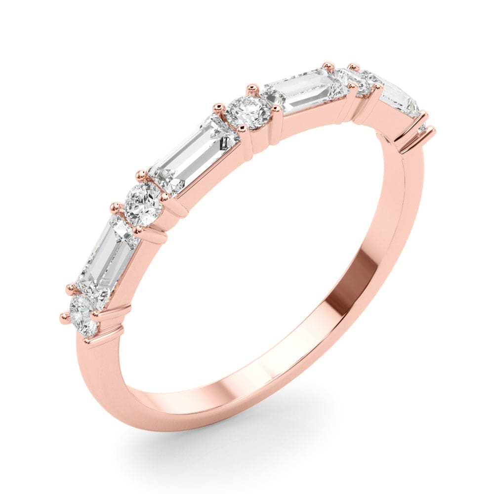 0.60 Ctw Baguette & Round Cut Half Eternity Diamond Ring
