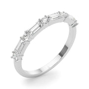 0.60 Ctw Baguette & Round Cut Half Eternity Diamond Ring