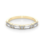 0.60 Ctw Baguette & Round Cut Half Eternity Diamond Ring