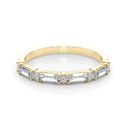 0.60 Ctw Baguette & Round Cut Half Eternity Diamond Ring