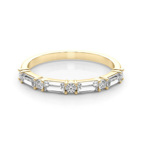 0.60 Ctw Baguette & Round Cut Half Eternity Diamond Ring