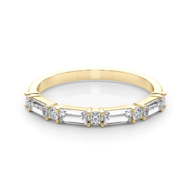 0.60 Ctw Baguette & Round Cut Half Eternity Diamond Ring