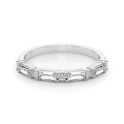 0.60 Ctw Baguette & Round Cut Half Eternity Diamond Ring