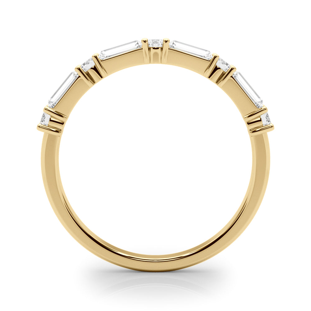 0.60 Ctw Baguette & Round Cut Half Eternity Diamond Ring