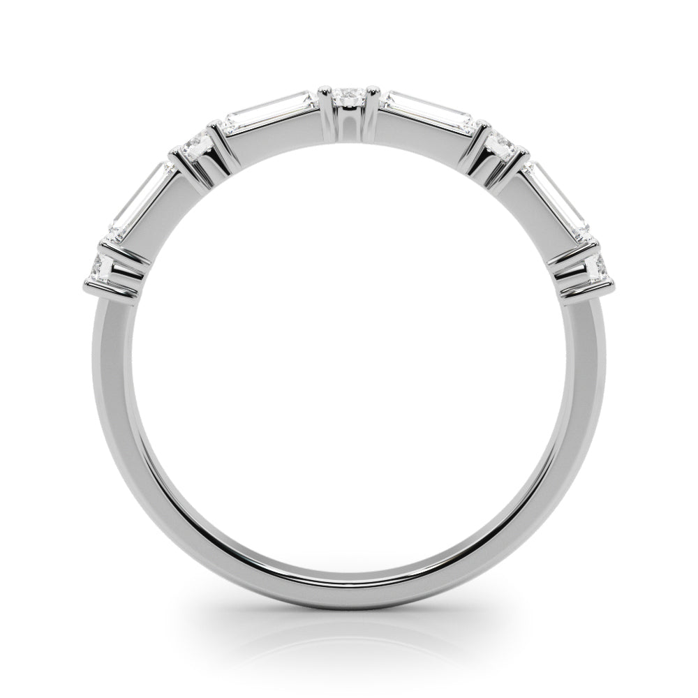 0.60 Ctw Baguette & Round Cut Half Eternity Diamond Ring