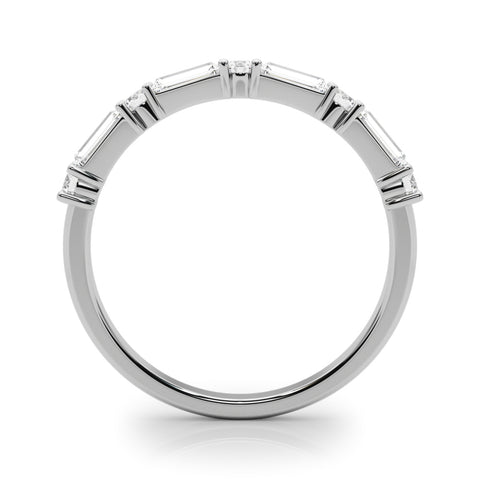 0.60 Ctw Baguette & Round Cut Half Eternity Diamond Ring