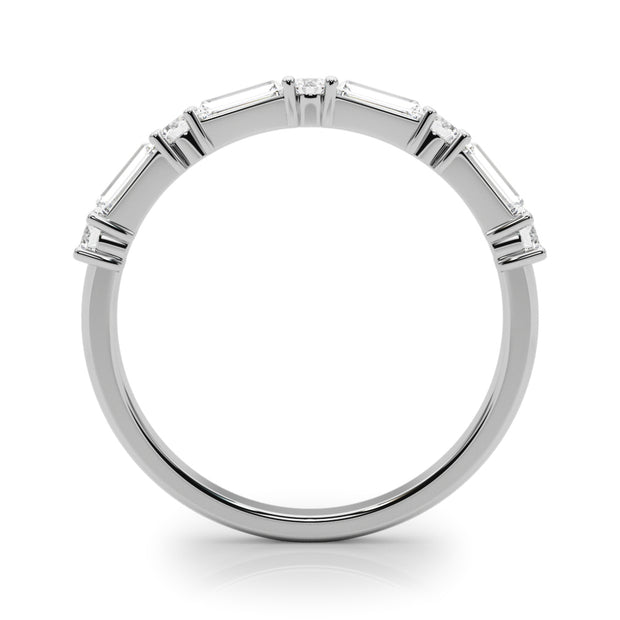 0.60 Ctw Baguette & Round Cut Half Eternity Diamond Ring