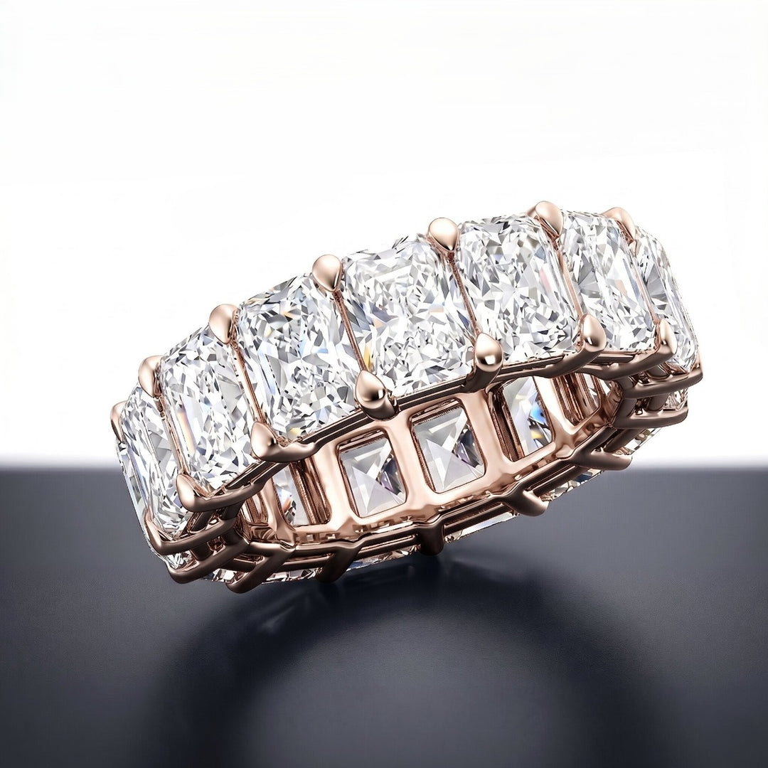 Radiant Cut Eternity Band Rose