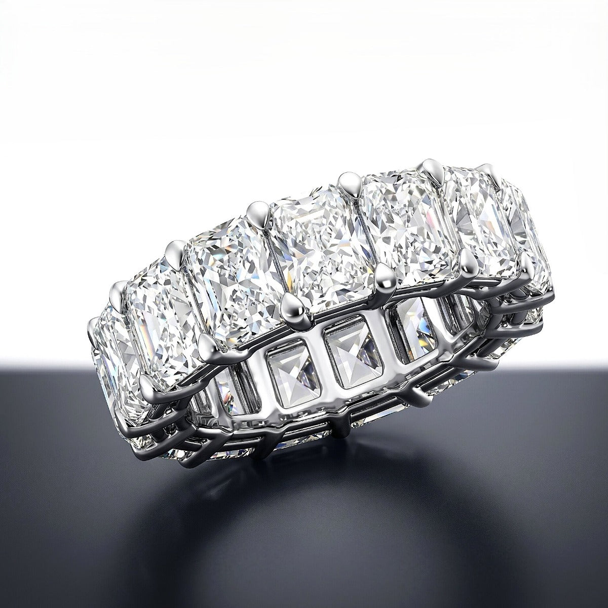 Radiant cut eternity band white
