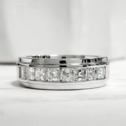 Lab Grown Asscher Cut Diamond 8-Stone Channel Men's Ring 8mm (1.50 Ctw)