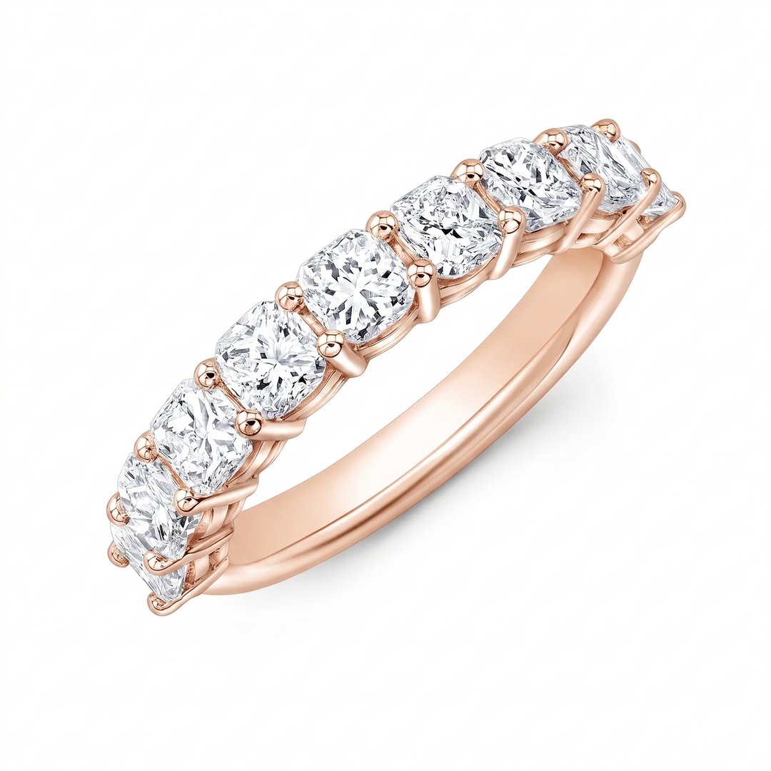 Lab Grown Cushion Cut Half Eternity Diamond Ring
