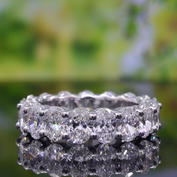Oval cut eternity ring white gold- view from top