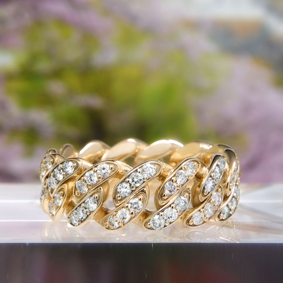 Men's cuban ring with diamonds 9mm width (2 ctw