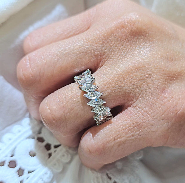 Lab Grown Eternity Band Marquise Cut