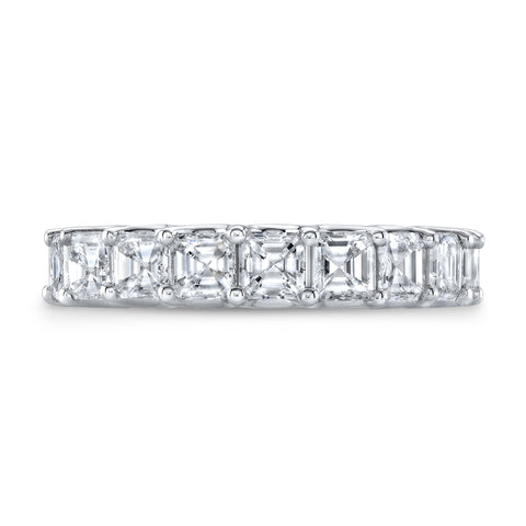 3 Carat U-Setting Asscher Cut Eternity Band F-G Color VS1 Clarity