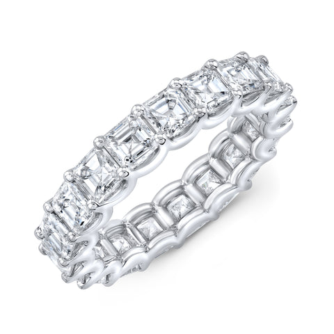 3 Carat U-Setting Asscher Cut Eternity Band F-G Color VS1 Clarity