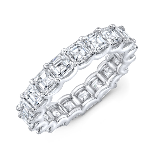 3 Carat U-Setting Asscher Cut Eternity Band F-G Color VS1 Clarity