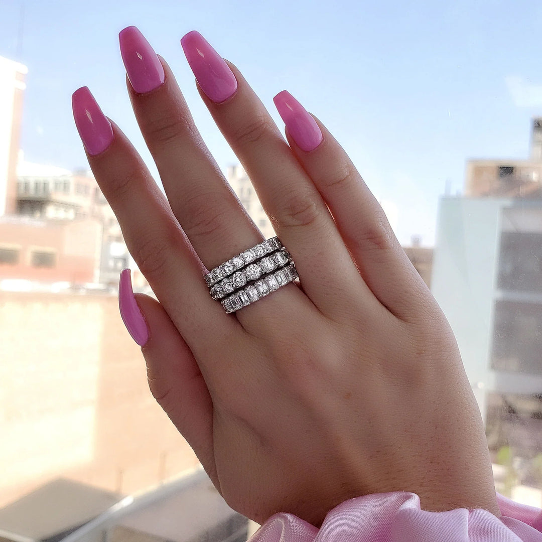 Lab Grown Cushion Cut Half Eternity Diamond Ring