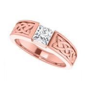 Lab Grown Men's Princess Cut Diamond Celtic Tension Set Ring  IGI Certified