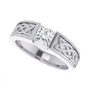 Lab Grown Men's Princess Cut Diamond Celtic Tension Set Ring  IGI Certified