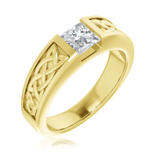 Lab grown men's princess cut diamond celtic tension set ring  igi certified