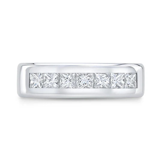 Lab grown princess cut channel set men's band 6mm width (1