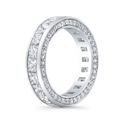 Princess Cut Channel Set Eternity Band with Pave on the Sides
