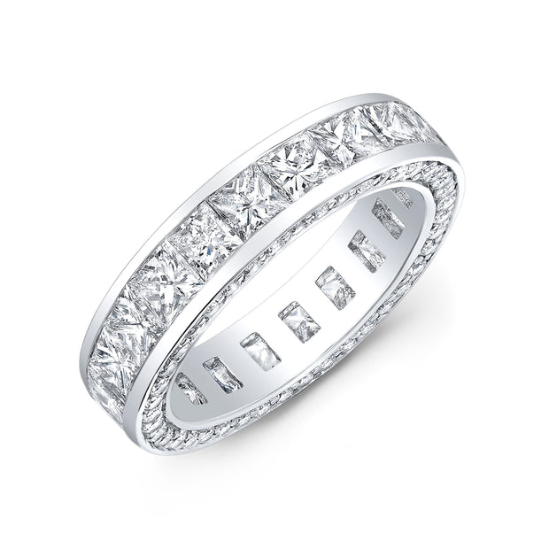 3.50 Ct. Princess Cut Eternity Band Channel Set & Pave sides