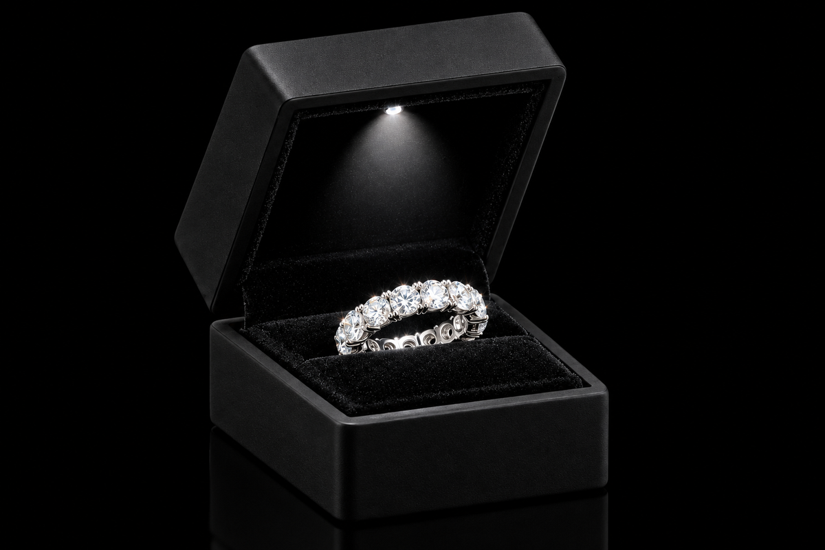 PACKAGED IN AN ELEGANT LIGHTED RING BOX