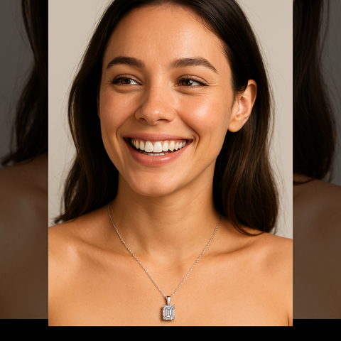 Lab Grown Diamond Emerald Cut Solitaire Necklace