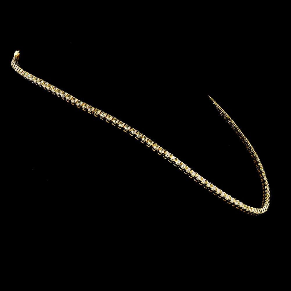 Cushion Cut Diamond Fancy Light Yellow Tennis Necklace in Yellow Gold 3mm side view