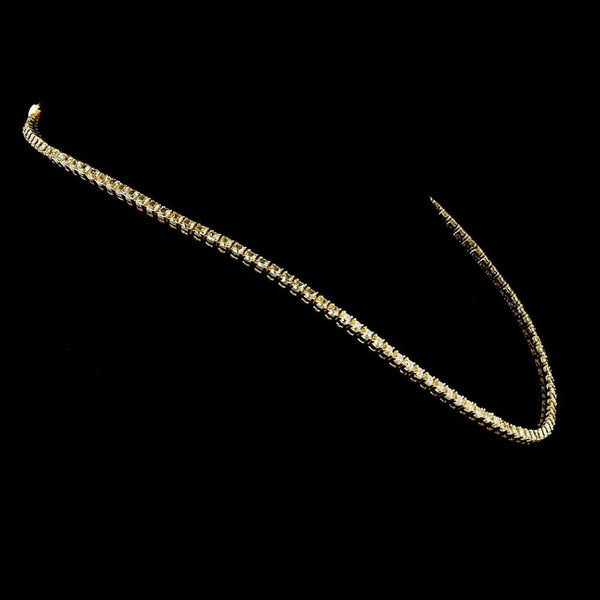 Cushion Cut Diamond Fancy Light Yellow Tennis Necklace in Yellow Gold 3mm side view