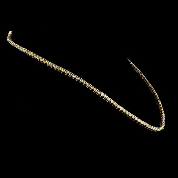 Cushion Cut Diamond Fancy Light Yellow Tennis Necklace in Yellow Gold 3mm side view