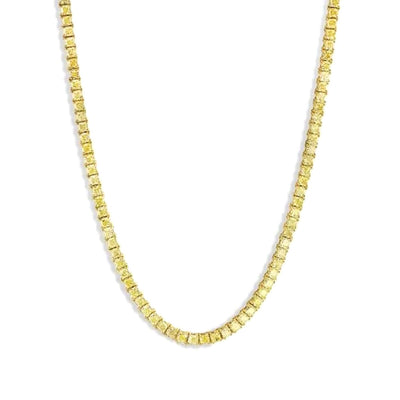 Natural 26 Carats Cushion Cut Fancy Light Yellow Diamond Tennis Necklace