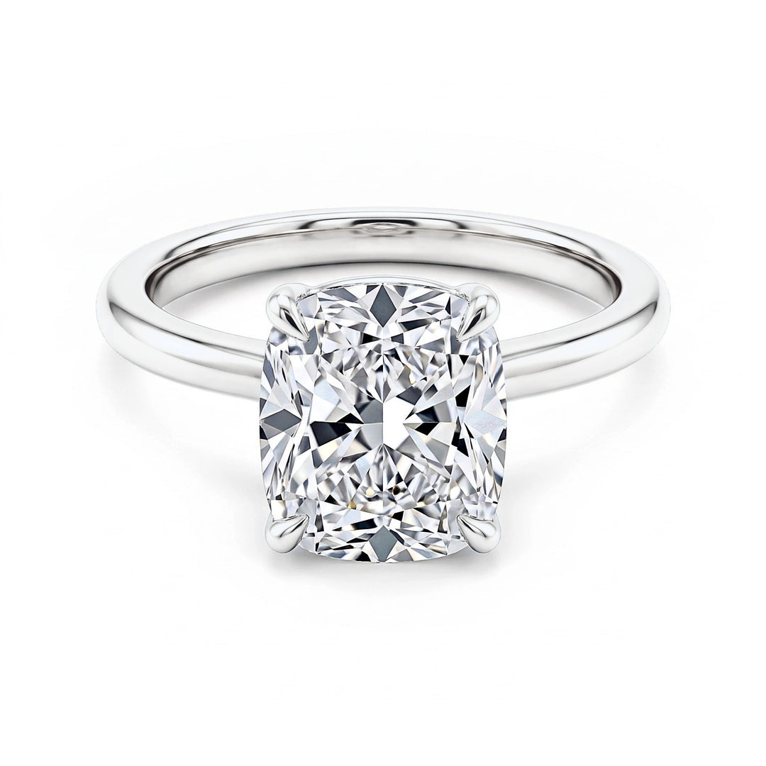Lab Grown Hidden Halo Cushion Cut Diamond Ring D VVS1 IGI Certified