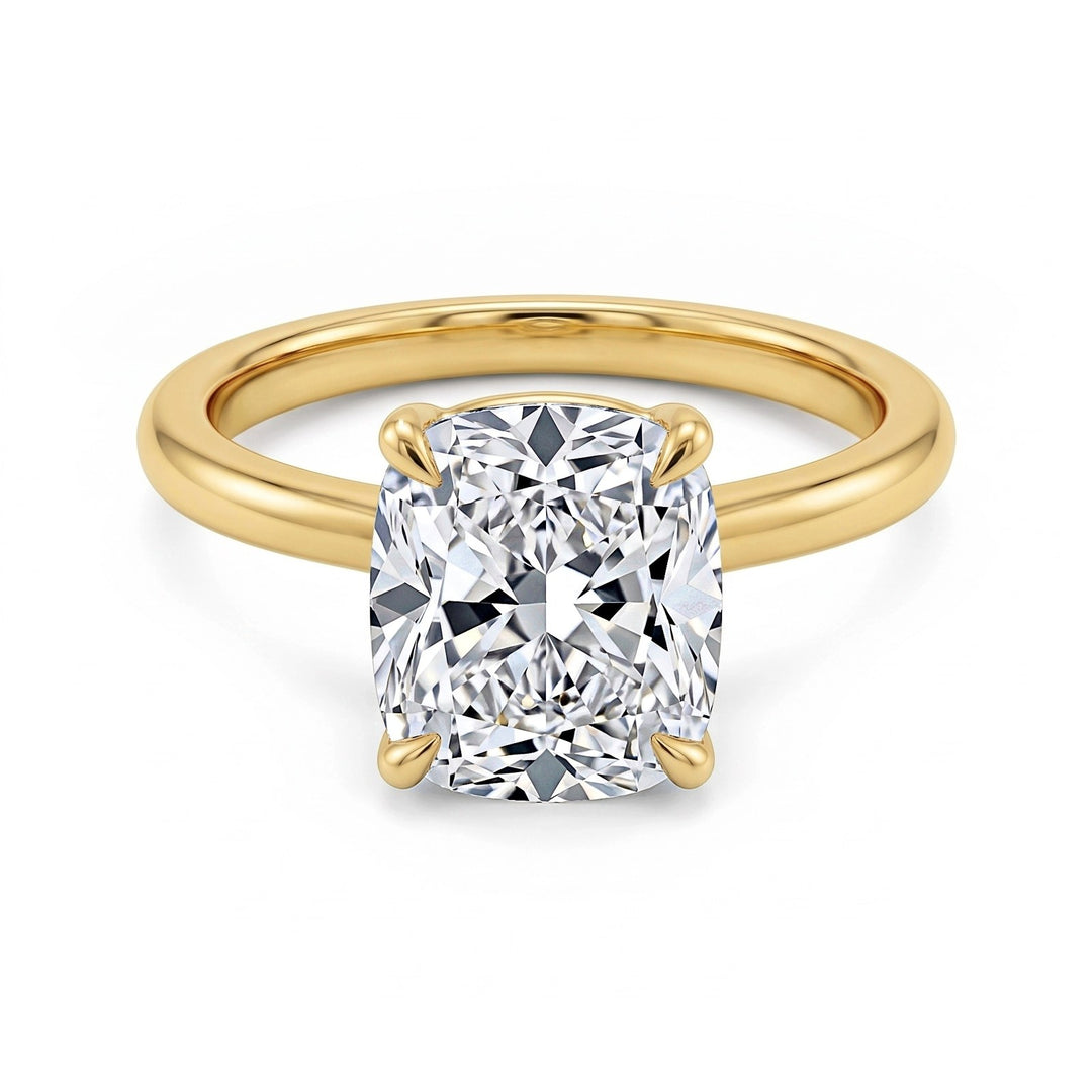 Lab Grown Hidden Halo Cushion Cut Diamond Ring D VVS1 IGI Certified