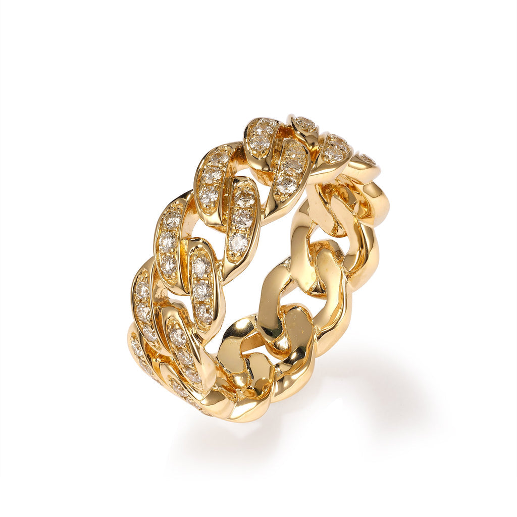 1 carat men's cuban ring with diamonds 7mm width
