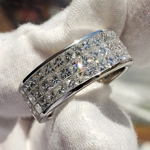 Lab Grown Princess Cut Men's Eternity Ring 8.5mm (7.5 Ctw)