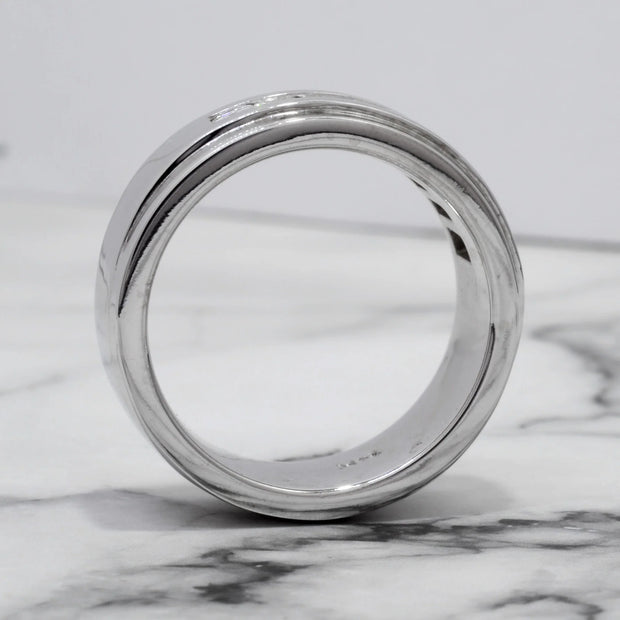 Lab Grown Asscher Cut Diamond 8-Stone Channel Men's Ring 8mm (1.50 Ctw)