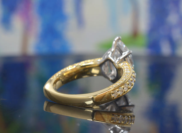 2.40 Ctw. Marquise Cut Diamond 3-Sided Pave Engagement Ring D VS1 GIA Certified