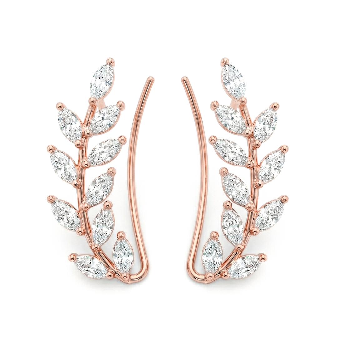 1.00 Ctw Marquise Cut Ear Climber Earrings Natural Diamonds