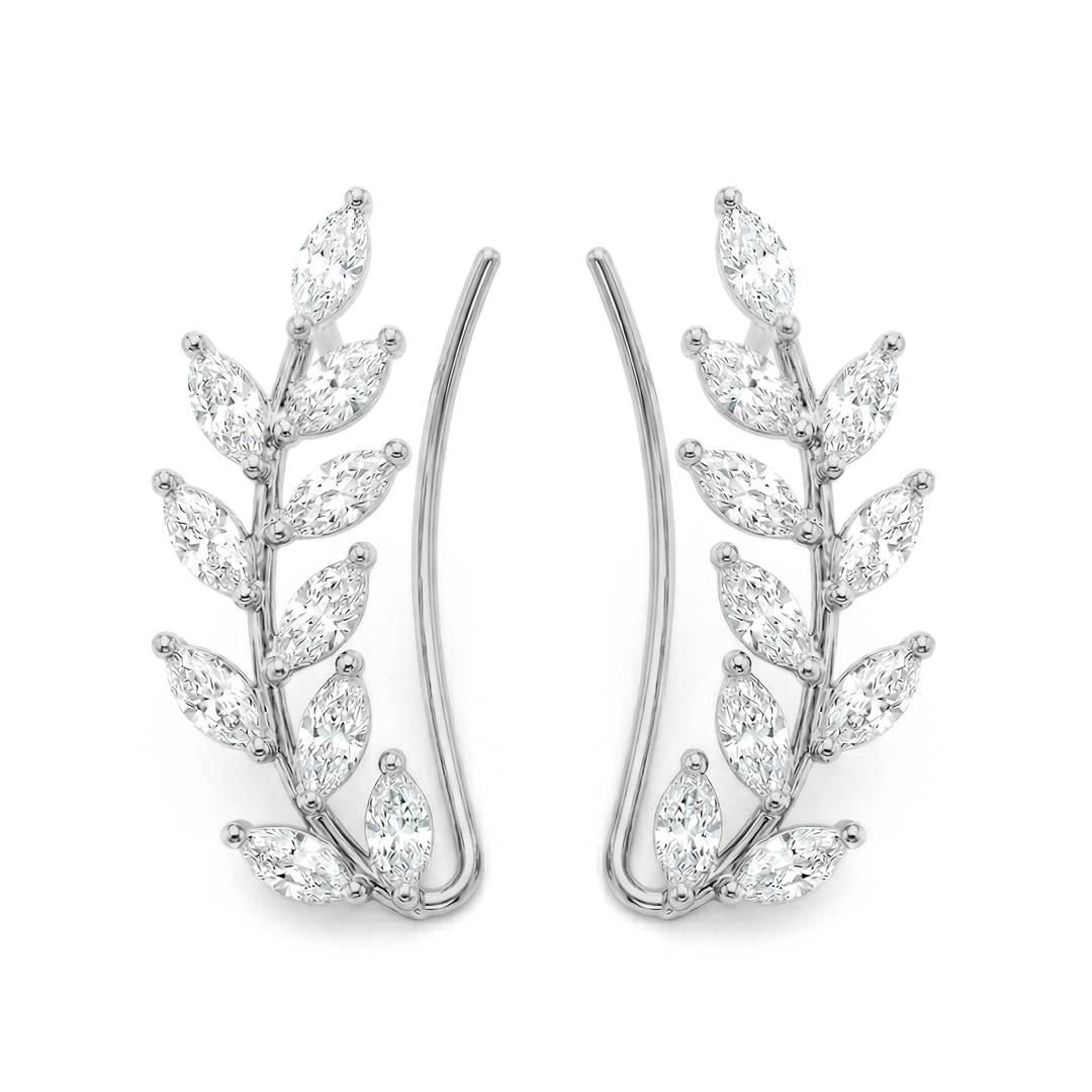 1.00 Ctw Marquise Cut Ear Climber Earrings Natural Diamonds