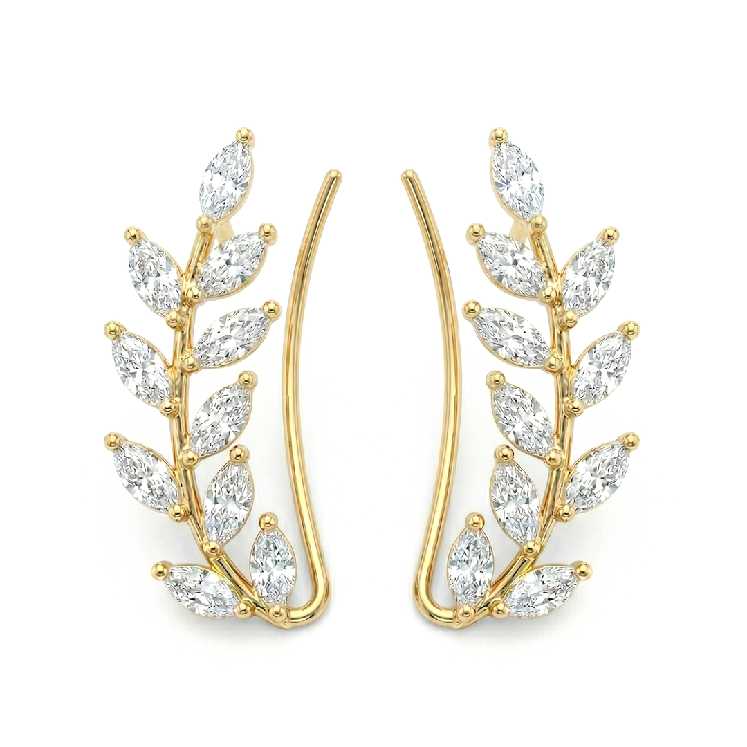 1.00 Ctw Marquise Cut Ear Climber Earrings Natural Diamonds