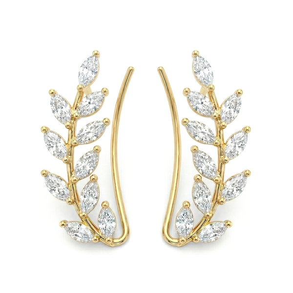 1.00 Ctw Marquise Cut Ear Climber Earrings Natural Diamonds