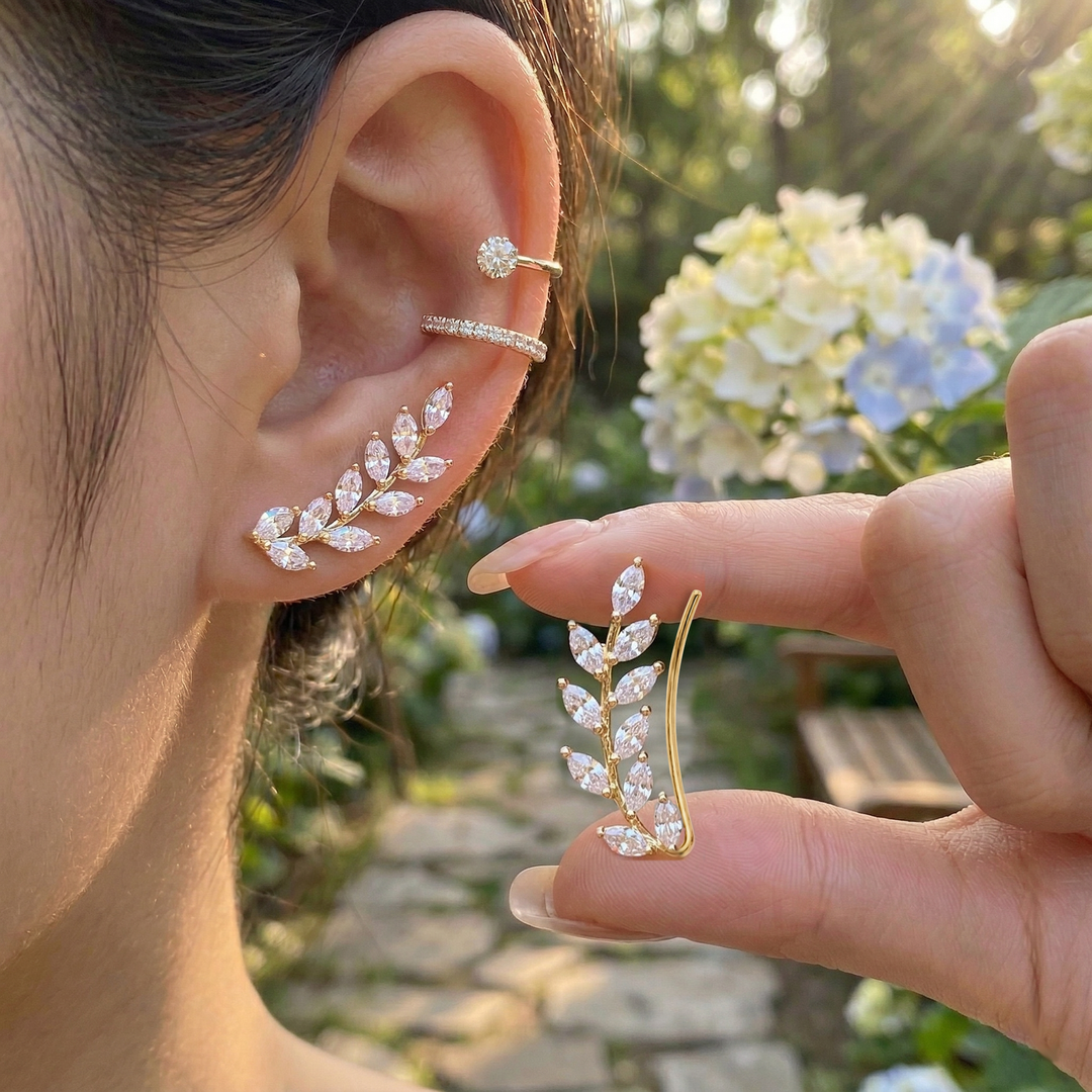 1.00 Ctw Marquise Cut Ear Climber Earrings Natural Diamonds