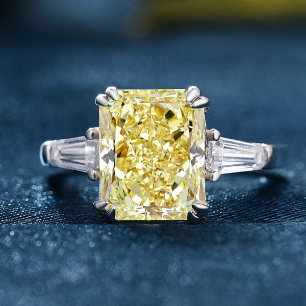 Lab Grown Rectangular Yellow Radiant Cut & Baguette Diamond Ring VVS2 IGI Certified