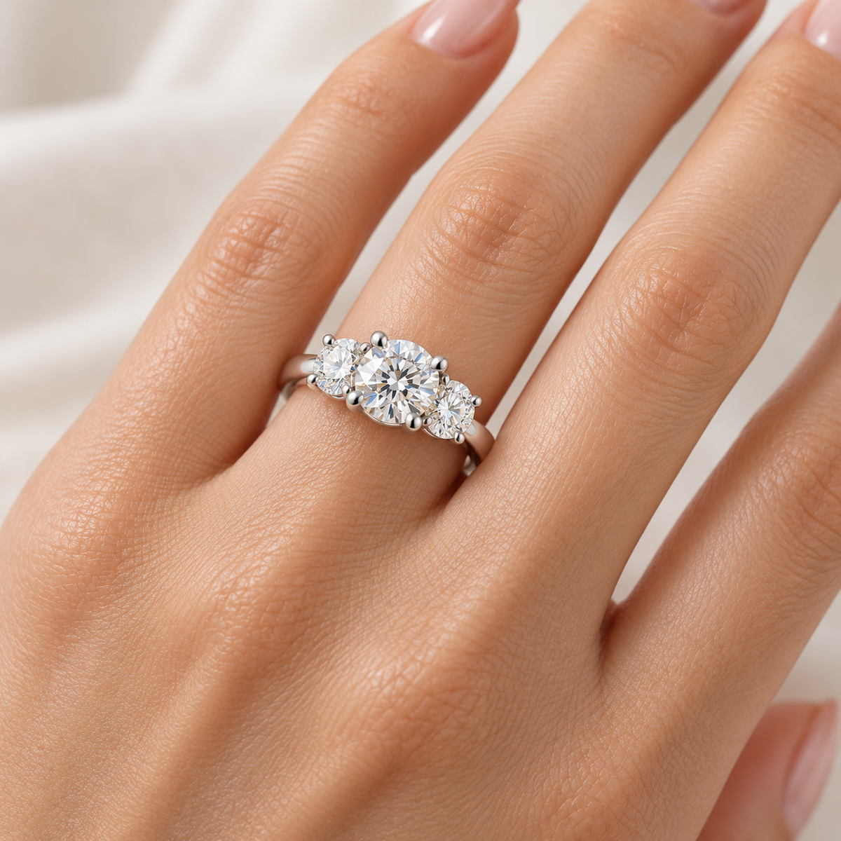 Three stone diamond engagement ring h color si1 gia certified (1